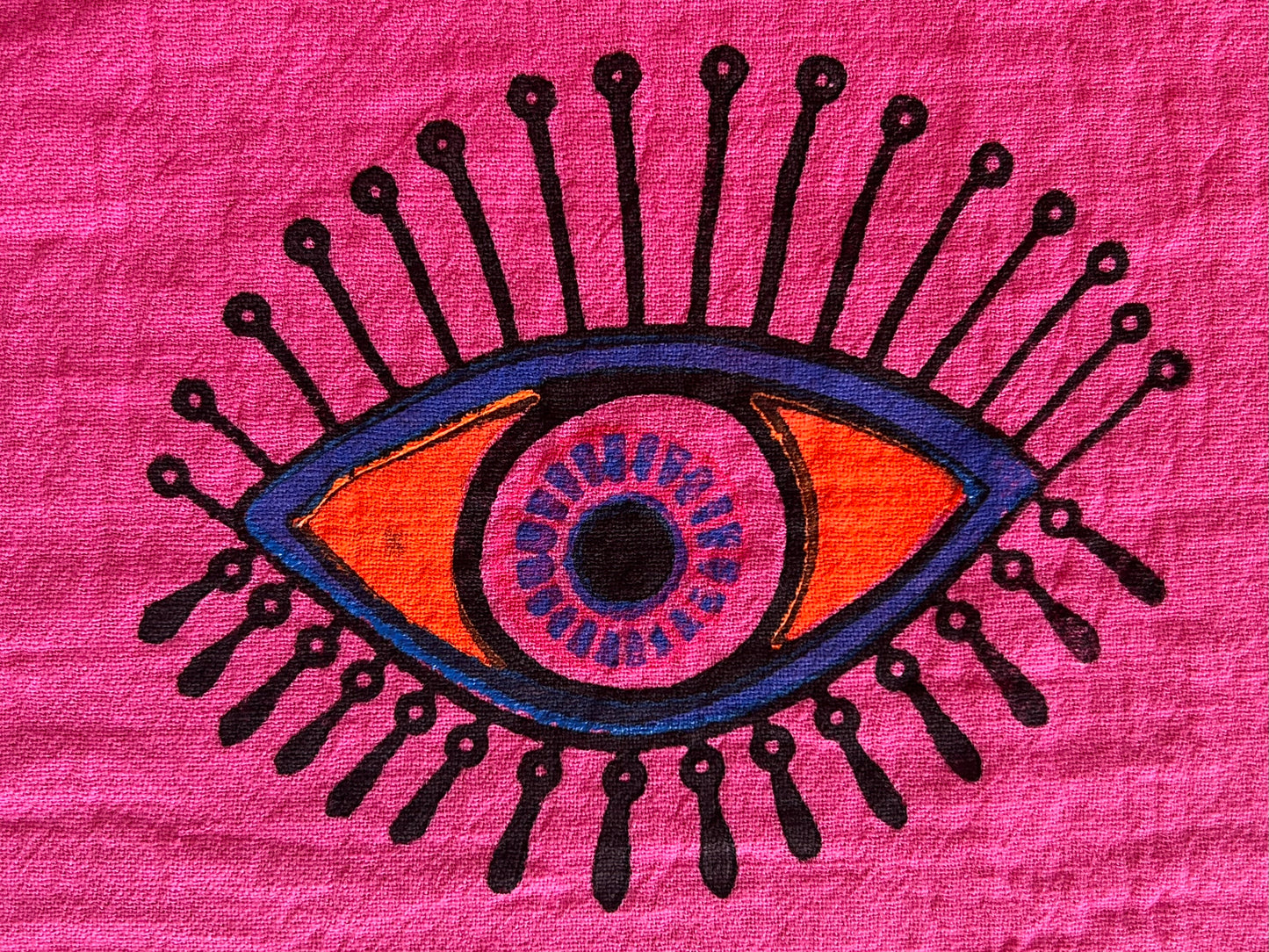 Pink Evil Eye Organic Cotton Peshtemal Towel