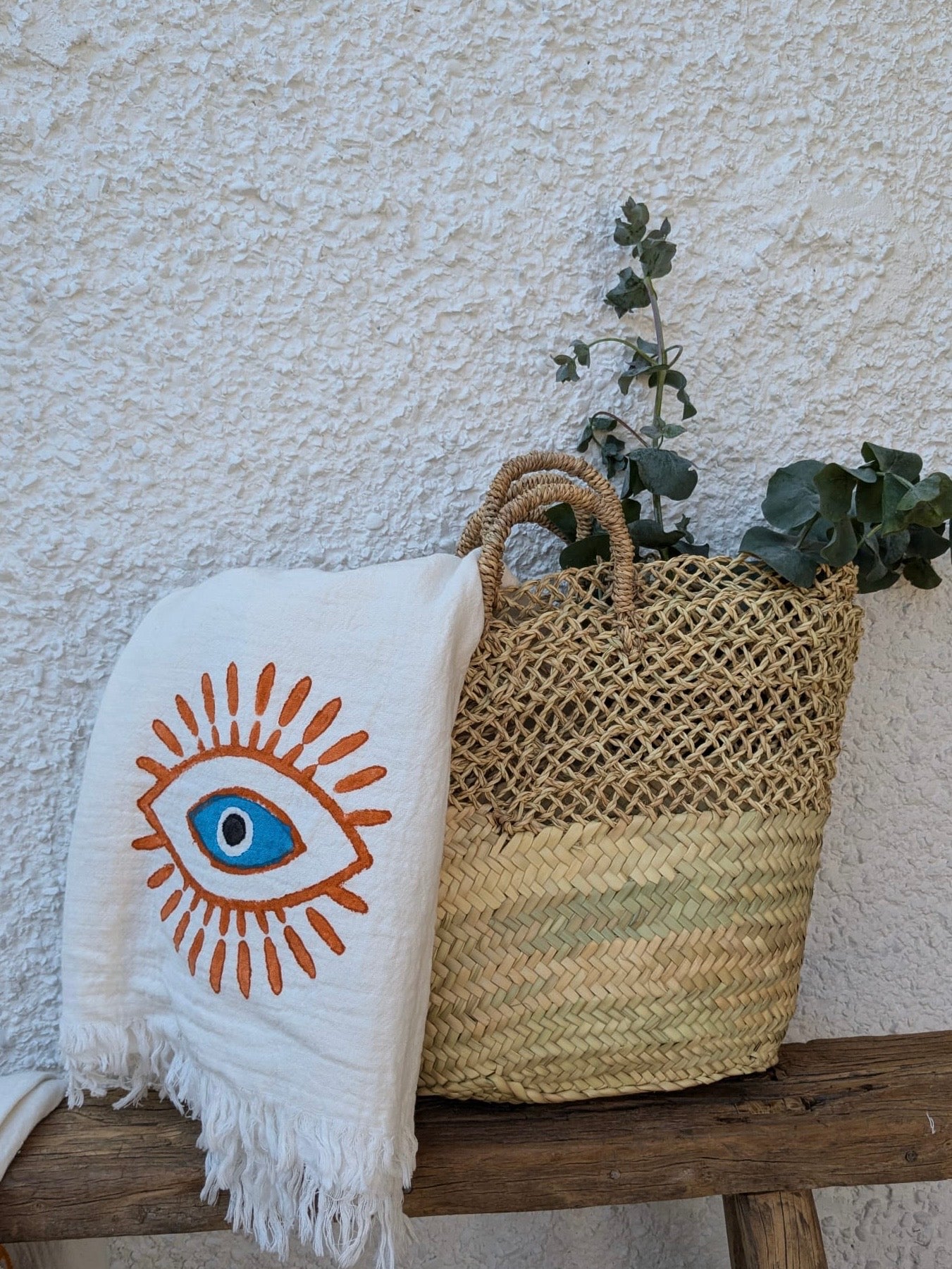 Lattice Detail Handmade Moroccan Straw Basket