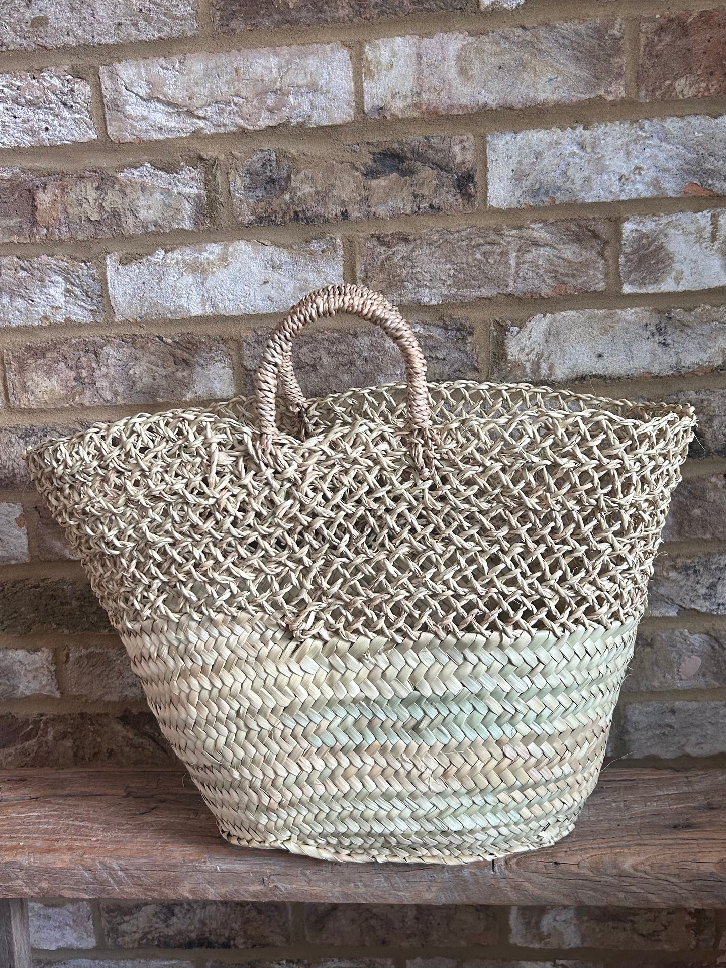 Lattice Detail Handmade Moroccan Straw Basket