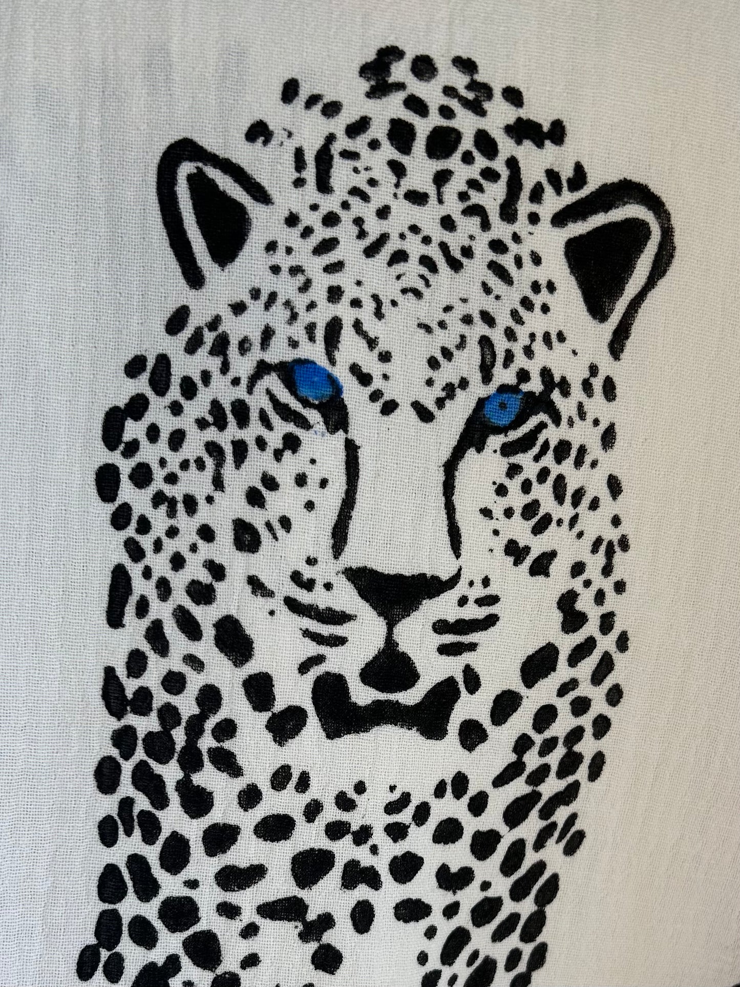 White with Black Cheetah Organic Cotton Peshtemal Towel