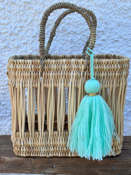 Handmade Large Aqua Wool Tassel