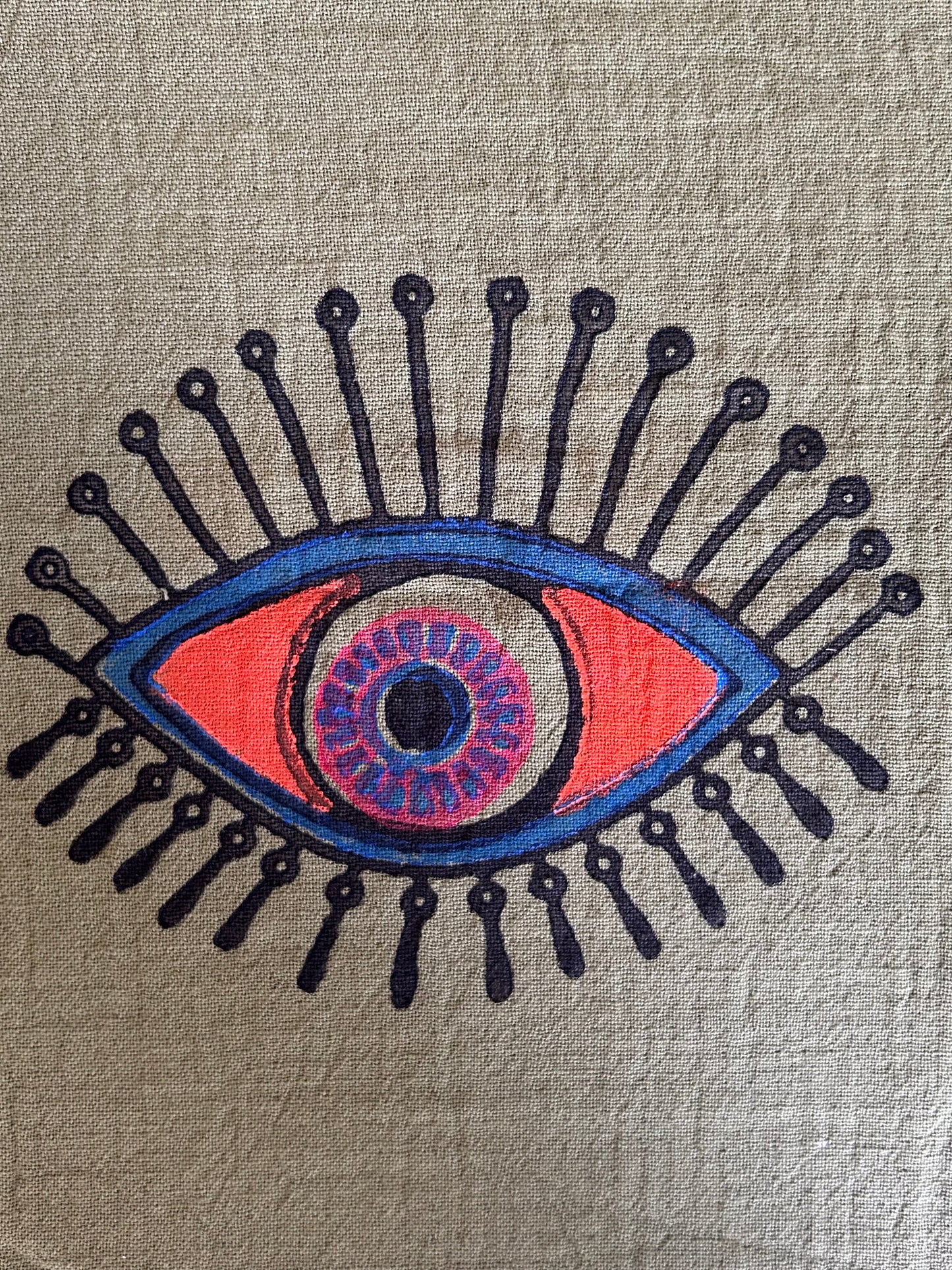 Khaki Evil Eye Organic Cotton Peshtemal Towel