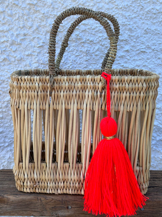 Handmade Large Coral Red Wool Tassel