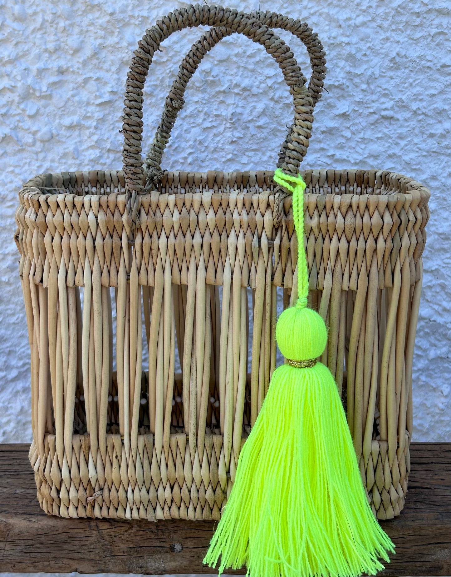 Handmade Large Coral Neon Yellow Wool Tassel