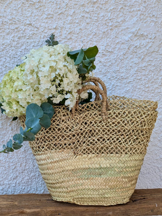 Lattice Detail Handmade Moroccan Straw Basket